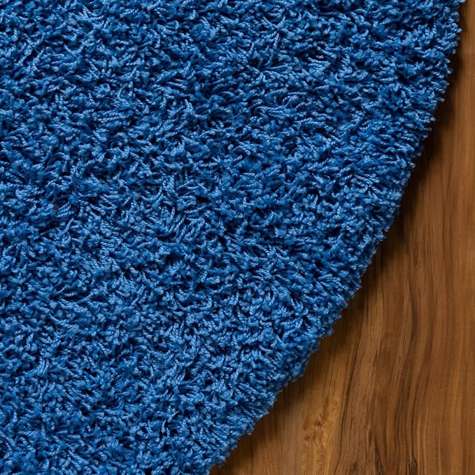 Unique Loom Solid Shag Collection Area Rug (5' Round Periwinkle Blue)