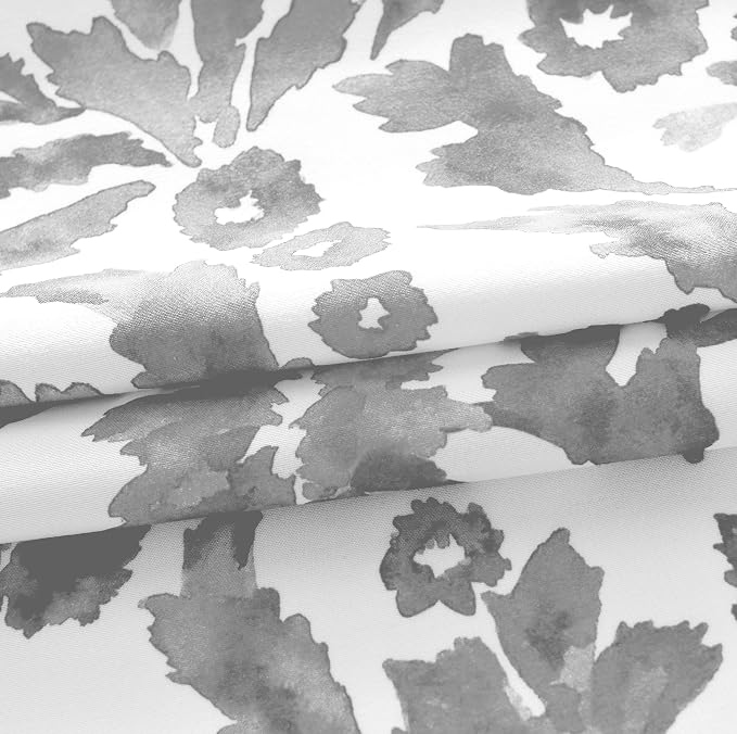 DriftAway Julia Blackout Curtains Grommet 2 Panels, W52xL84, Gray | Floral Curtains, Bedroom, Living Room, Room Darking, Watercolor Pattern, 2 Layers, Thermal Insulated, Window Treatment