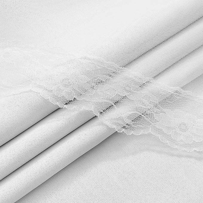 XiDi 100% Blackout White Curtains with Sheer Overlay 84 Inches Long Double Layer Curtains for Living Room Girls Kids Bedroom Light Blocking Thermal Insulated Drapes Grommet Set of 2 White 34W x 84L