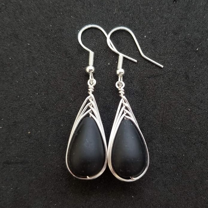 Handmade Sea Glass Earrings, Hawaiian Jewelry, Wire Braided Earrings Teardrop Earrings, Beach Jewelry Sea Glass Jewelry For Women Birthday Gift