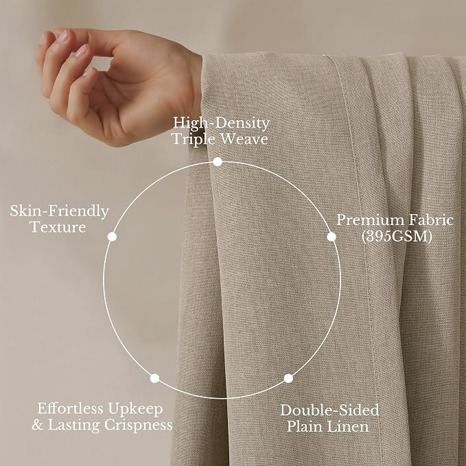 NICETOWN 395GSM Heavyweight Pinch Pleat Warm Oatmeal Faux Linen CurtainDrapes 96 inches Long for Bedoom, Room Darkening Thermal Double-Sided Thick Privacy Panel, W40 x L96, 2 Pieces