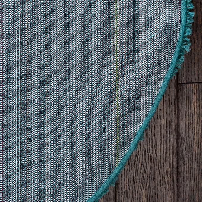 Unique Loom Solid Shag Collection Area Rug (7' 1" Round, Deep Aqua Blue)