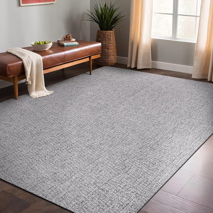 Luul Home Easy Jute Rugs 8x10 Gray Color Living Room Indoor Outdoor Area Rug for Farmhouse Patio and Kitchen Rug High Traffic Washable Easy to Clean Solid Boho Woven Design Outside Carpet (8 x 10)