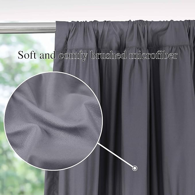 Homechoice Decor Blackout Window Curtains Gray, 54" W x 84" L x 2 Panels | Boho Ruched Thermal Insulated Window Treatments with 3 Rows of Butterfly Flowers, Rustic Rod Pocket Drapes for Room (LQ-30)