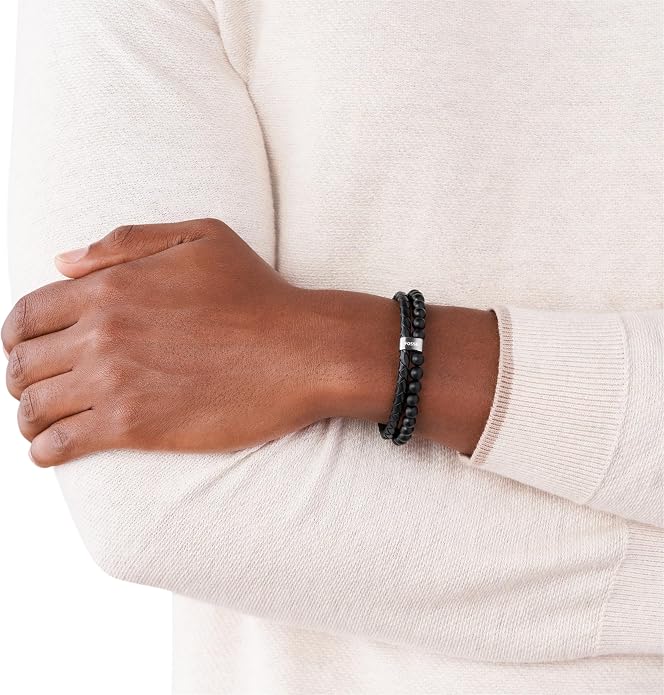 Fossil Men's Stainless Steel and Genuine Leather and/or Beaded Bracelet for Men