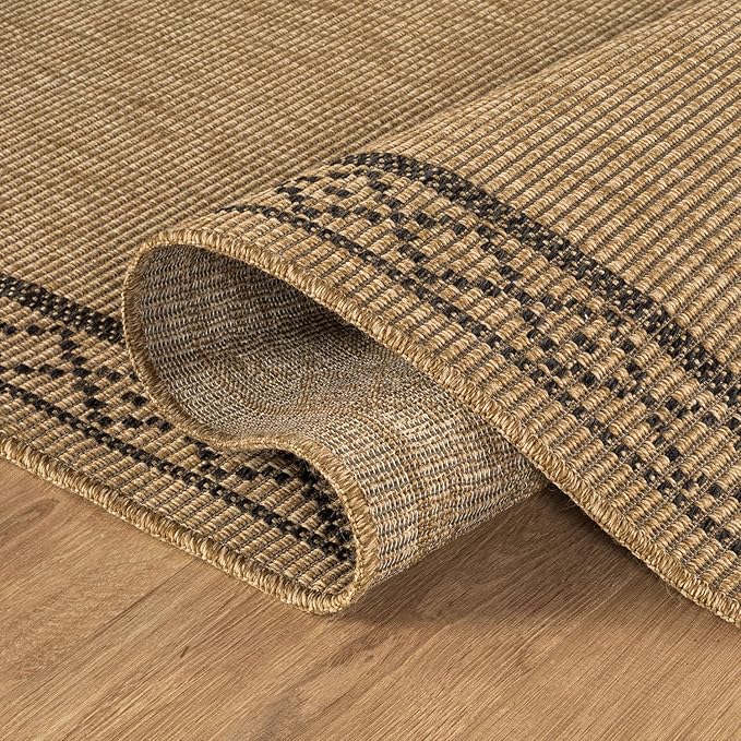 Luul Home Easy Jute Rugs 8x10 Frame Natural Color Living Room Indoor Outdoor Area Rug for Patio and Kitchen Rug High Traffic Washable Easy to Clean Solid Boho Woven Design Carpet (8 x 10)