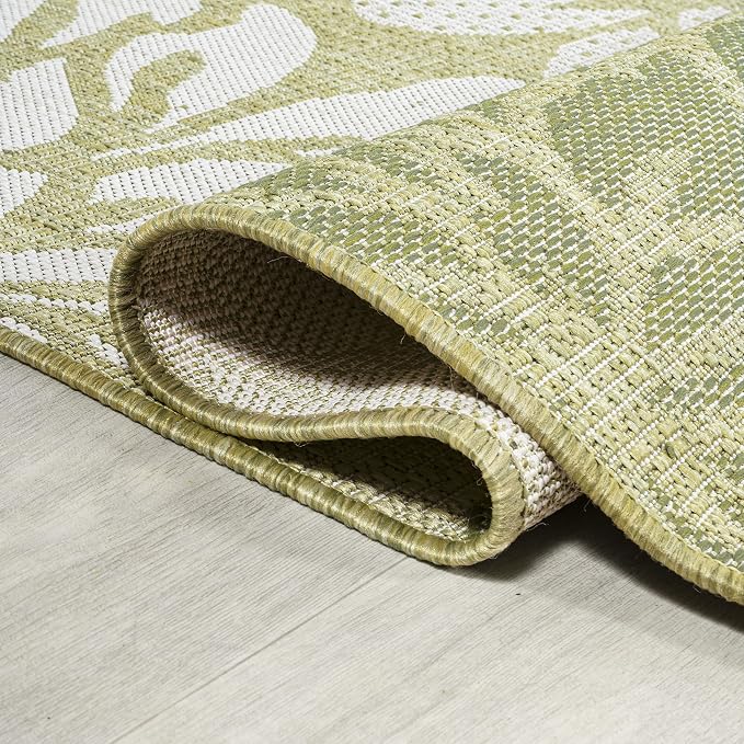 JONATHAN Y Floral Textured Weave Indoor Outdoor Area Rug 9X12 Green/Cream, Zinnia Modern for Backyard, Patio, Porch, Easy-Cleaning, High Traffic, Pet-Friendly, Non-Shedding (SMB110H-9)