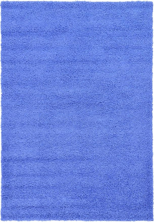 Unique Loom Solid Shag Collection Area Rug (6' 1" x 9' Rectangle, Periwinkle Blue)