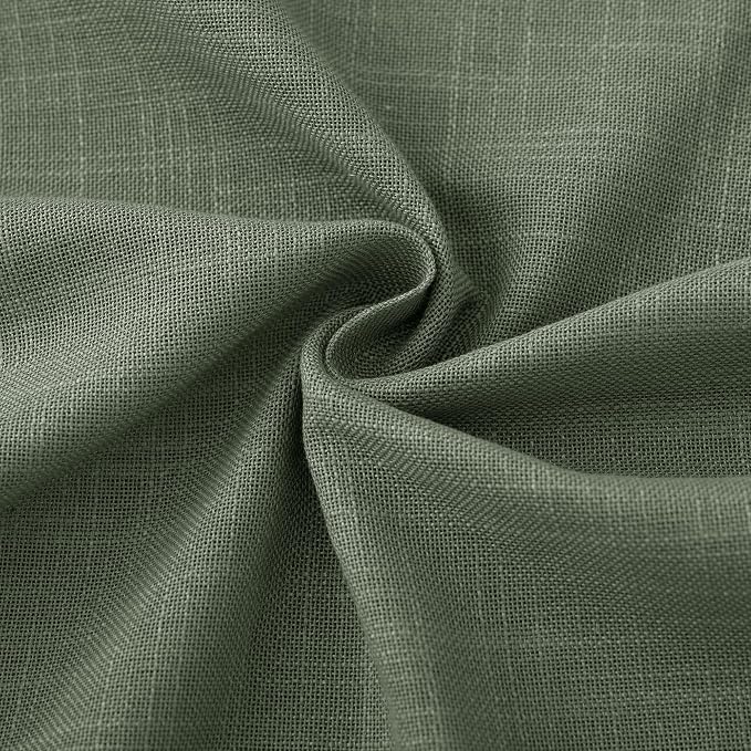 Linen Blend Olive Green Curtains 92 inch Length 2 Panels for Bedroom Back Tab Light Filtering Semi Sheer Drapes Linen Cotton Textured Loden Green Airy Modern Farmhouse Living Room Sage Aesthetic Decor