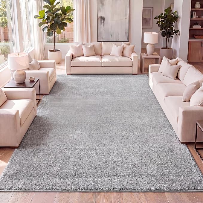 JONATHAN Y Haze Solid Low-Pile Light Gray Indoor Area Rug 5x8, Coastal,Bohemian,Minimalist,Classic, Easy-Cleaning for Living Room,Bedroom,Kitchen,Pet Friendly,Non-Shedding (SEU100K-5)