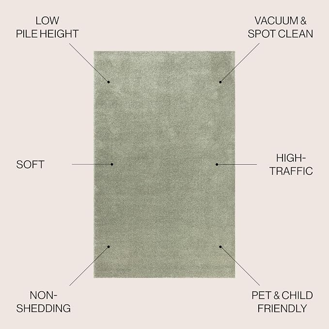 JONATHAN Y Haze Solid Low-Pile Green 4' Round Indoor Area Rug, Coastal,Bohemian,Minimalist,Classic, Easy-Cleaning for Living Room,Bedroom,Kitchen,Pet Friendly,Non-Shedding (SEU100O-4R)