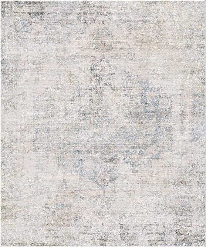 Hazo Haus Modern Living Room Rug - 10x12 Large Area Rug for Dining Room Table, Classroom, Slate Blue Grey, Lightweight, Soft & Foldable