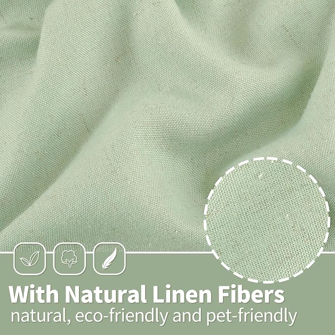 YoungsTex Sage Linen Curtains for Living Room Spring Decor, Light Green Light Filtering Drapes with Grommet for Dining Bedroom Boho Privacy, 2 Panels, 52 X 95 Inch