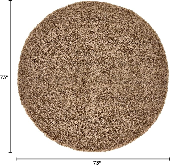 Unique Loom Solid Shag Collection Area Rug (6' 1" Round, Sandy Brown)