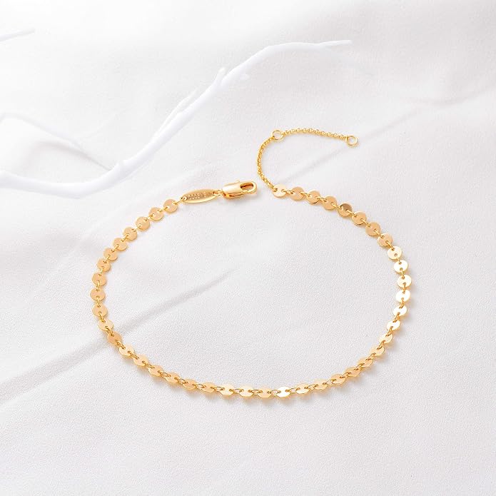 MEVECCO Anklet for Women Gold Chain 14K Gold Plated Dainty Boho Beach Summer Simple Foot Jewelry Ankle Bracelet