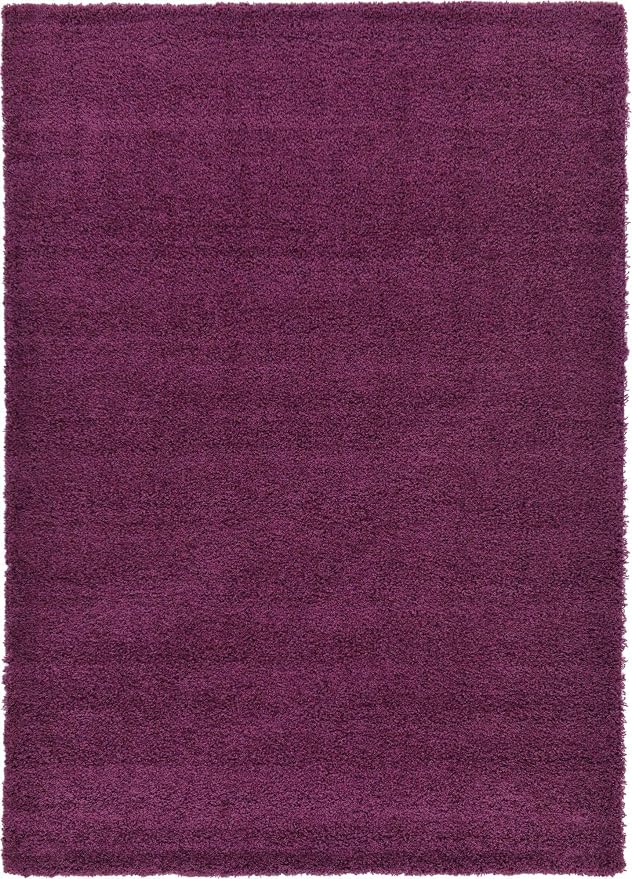 Unique Loom Solid Shag Collection Area Rug (7' 1" x 10' Rectangle, Eggplant Purple)