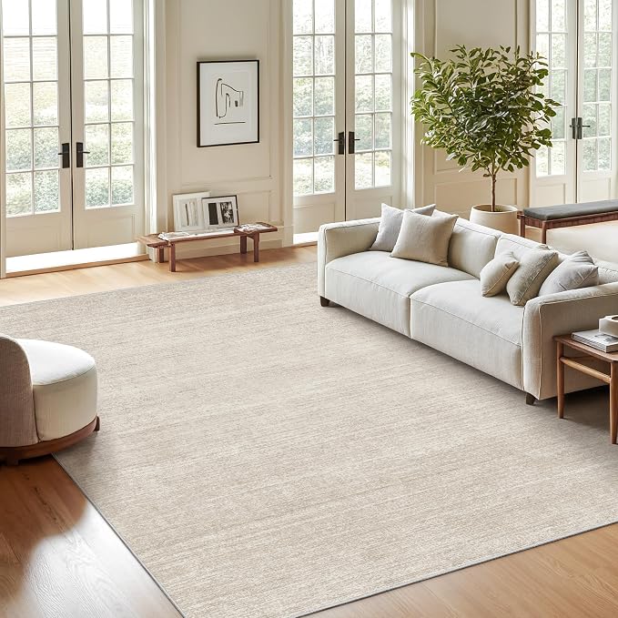 Valenrug Washable Rugs 5x7 - Stain Resistant 5x7 Area Rugs for Living Room, Non Slip Backing Printed Rugs for Bedroom, Folable Machine Washable Area Rug (5'x7', Beige)