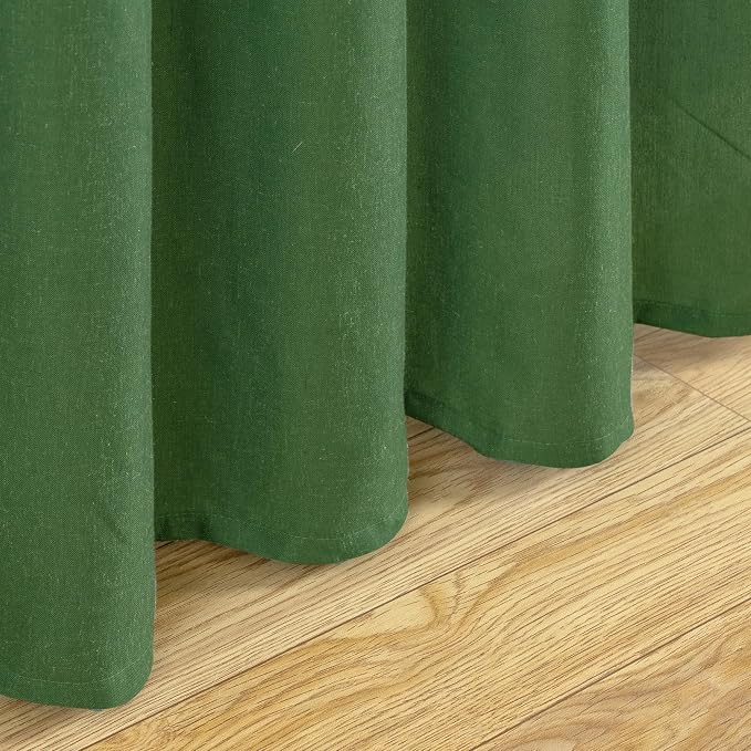 YoungsTex Forest Green Linen Curtains for Living Room 72 Inches Length, Light Filtering Drapes Privacy with Grommet for Bedroom Dining Room Farmhouse Spring Decorative, 2 Panels, 52 X 72 Inch