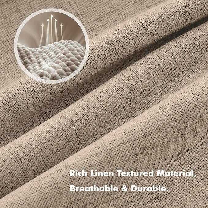 MIULEE 100% Blackout Linen Curtains 42 x 96 Inch Copper Brown 2 Panels | Thermal Insulated, Room Darkening Drapes for Bedroom Living Room, Back Tab Rod Pocket Pinch Pleated, Solid Luxury Decor
