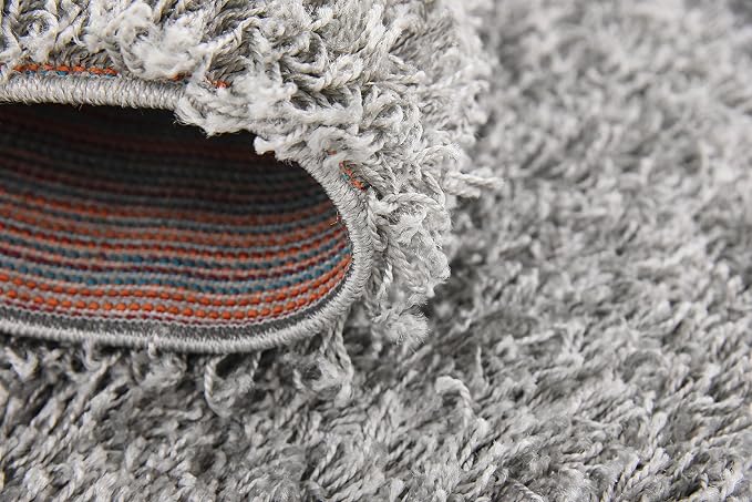 Unique Loom Solid Shag Collection Area Rug (2' x 6' 5" Runner, Cloud Gray) | Modern Solid rug, stain and water resistant, doesn't shed, easy to clean, kid and pet friendly. Ideal for the bathroom.