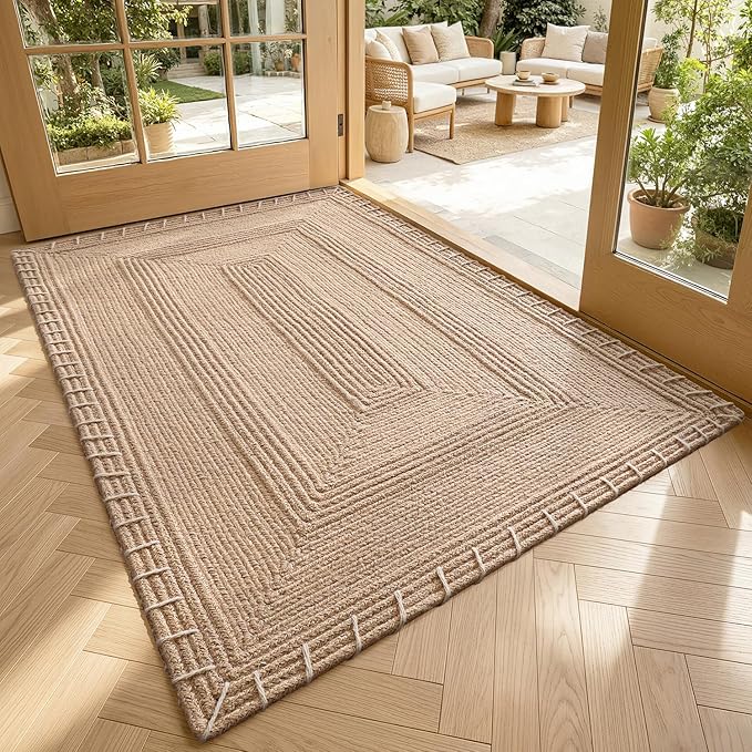 LUMI Indoor Door Mat 32"x48", Non-Slip Handwoven Jute Rug, Classic | Handcrafted Natural Jute Fibers, Reinforced Edges Resist Fraying, 0.3" Low-Profile Doormat, Non-Slip System Included