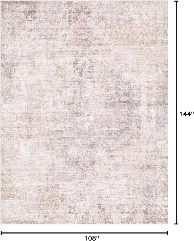 Modern Pink Abstract Area Rugs 9x12 for Living Room, Large Rug for Dining Room Under Table - Farmhouse Bedroom Rug Under Bed, Ultra Soft Washable Non Slip with Rubber Backing & Stain Resistant