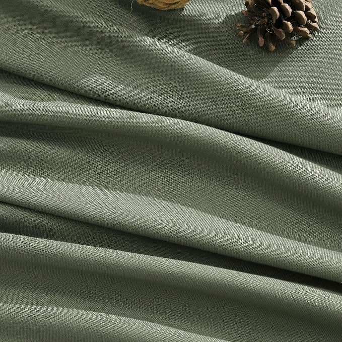 Aersas Forest Green Pleated Linen Curtains 102 Inches Long 2 Panels Set for Living Room Bedroom Neutral Farmhouse Back Tab Semi Sheer Pinch Pleat Ceiling Floor 102 Inch Large Window Curtain