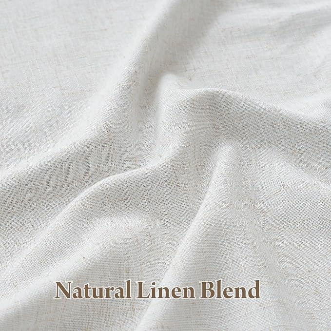 RYB HOME 100% Blackout Cream White Pinch Pleated Linen Curtains for Bedroom, 2 Layers Thermal Insulated Natural Neutral Decor for Farmhouse Living Room, 40" W x L84 L, 2 Panels Set