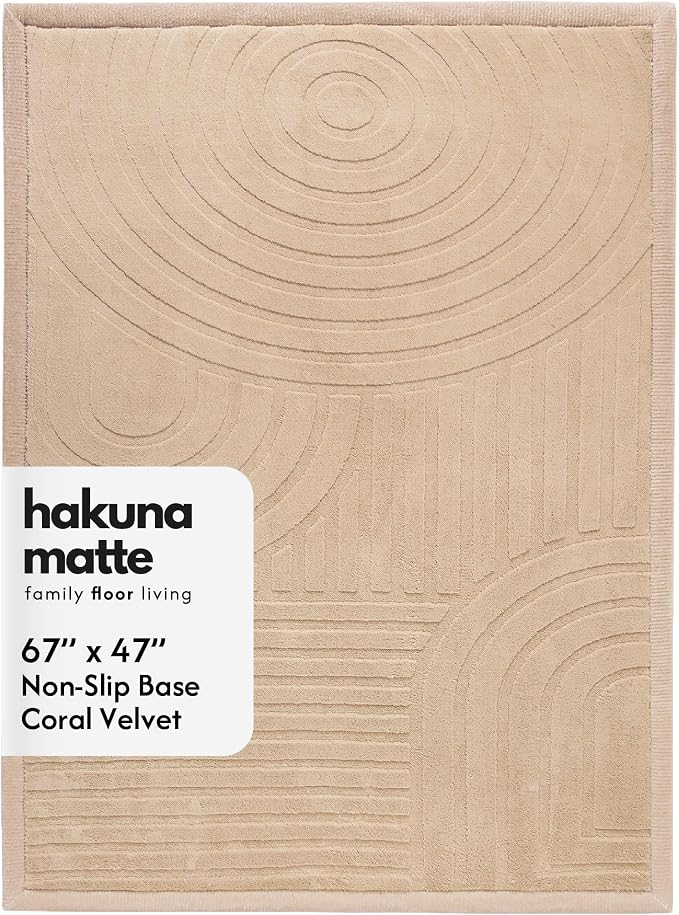 Hakuna Matte CloudRise Baby Play Mat for Floor 47" x 67" Arches | Coral Velvet high-density foam Rug for Crawling & Cozy Play – Non-Slip, Water-Resistant, Easy-CareTummy Time Mat