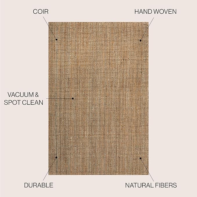 JONATHAN Y Biot Handwoven Jute Solid Natural Indoor Area Rug, 8x10, Traditional, Rustic, Farmhouse, Coastal, Easy-Cleaning for Living Room, Bedroom, Kitchen, Non-Shedding (NRF104A-8)