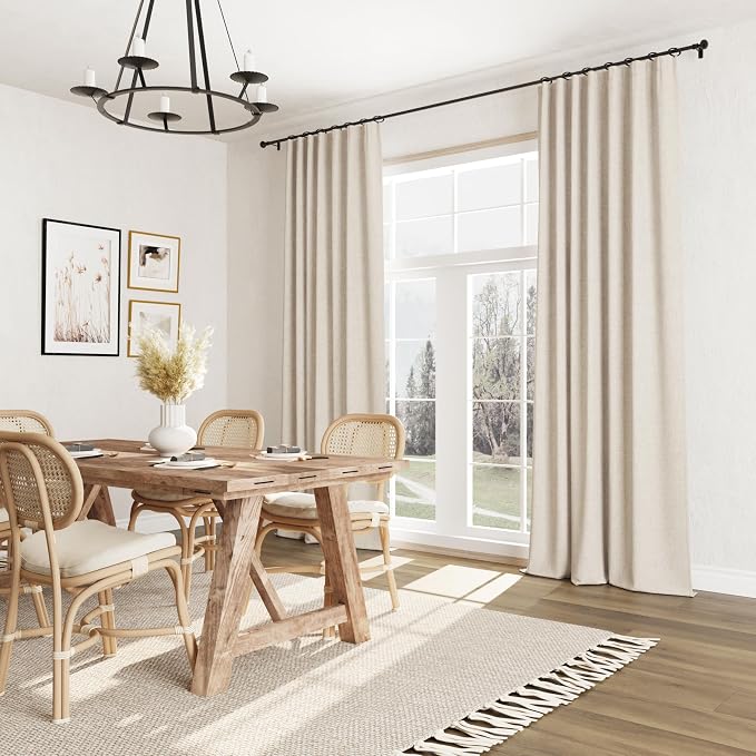 Guken 100% Blackout Linen Curtains for Bedroom 84 inches Long, Thermal Insulated Room Darkening Black Out Drapes for Living Room, Back Tab Rod Pocket 2 Panels Set,Taupe Burlywood,52x84