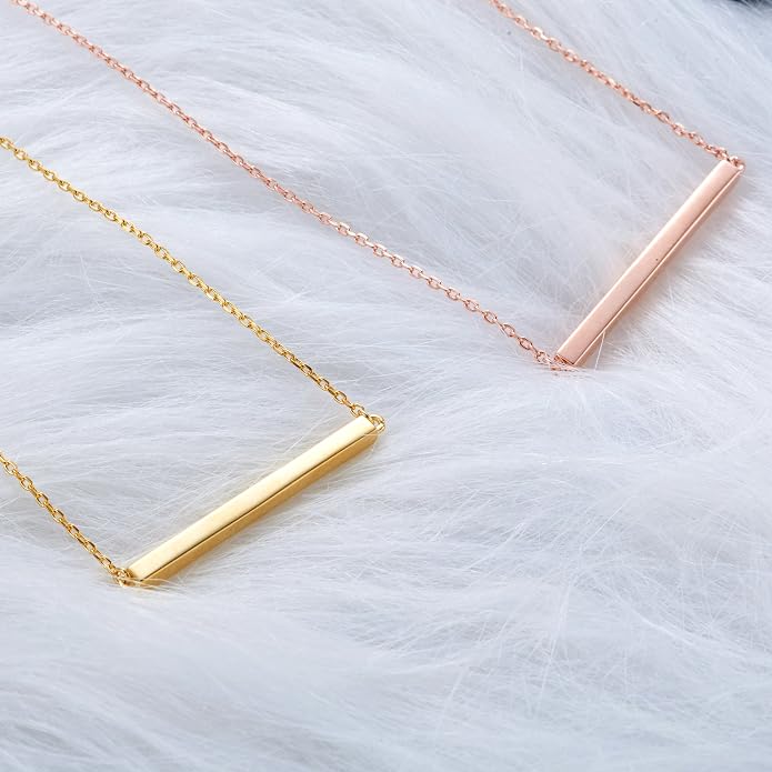 S.Leaf Gold Dainty Pendant Necklaces for Women Sterling Silver Gold Plated Layered Horizontal Vertical Bar Star Starburst Moon Cubic Zirconia Lariat Necklace for Women Trendy Gifts