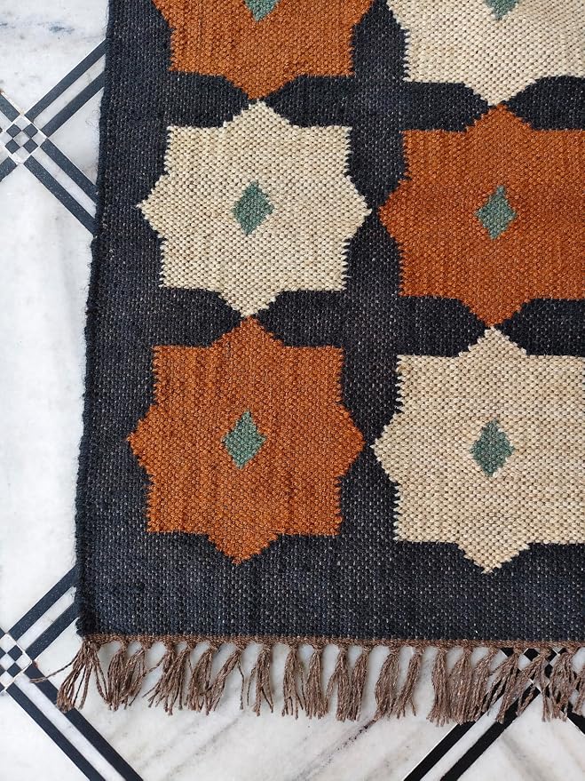 Jaipur Art & Rugs 3'x5' Reversible Kilim Area Rug – Handwoven Wool & Jute Flatweave – Indoor/Outdoor Rug for Living Room, Bedroom, Dining, High-Traffic Areas, Lake House Decor (Multicolor 3)