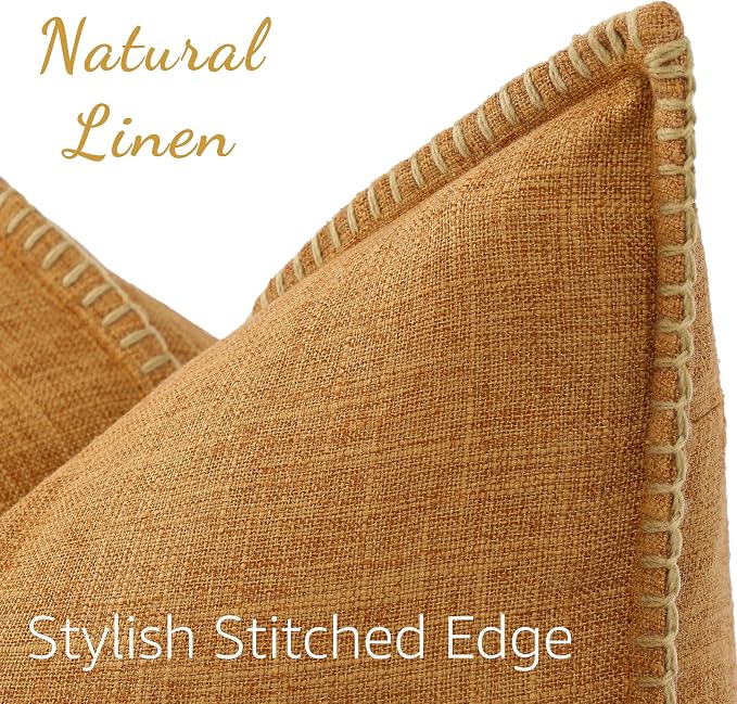 decorUhome Bronze Faux Linen Outdoor Throw Pillow Covers 12x20 Set of 2 | Fall Decorative Textured Neutral Modern Farmhouse Pillow Covers with Stitched Edge for Couch Sofa Bed Living Room