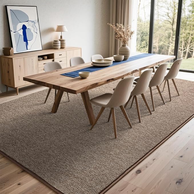 Tepook 5x7 Brown Area Rugs for Living Room Bedroom | Modern Washable Non-Slip Minimalist Rug, Indoor Memory Foam Carpets for Boys Girls Room Home Decor