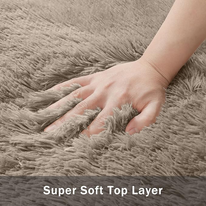 5x8 Area Rug for Living Room:Ultra Soft Fluffy Shag Grey Camel Rugs,Large Fuzzy Plush Indoor Non Slip Carpet Washable Rug for Bedroom Kids Nursery Office Dorm Modern Decor(Grey Camel 5'x8')