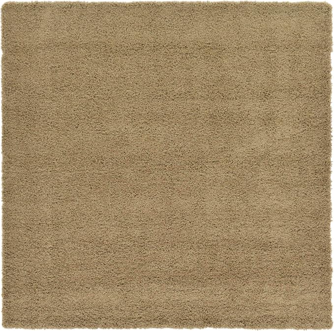 Unique Loom Solid Shag Collection Area Rug (7' 10" Square, Sandy Brown)