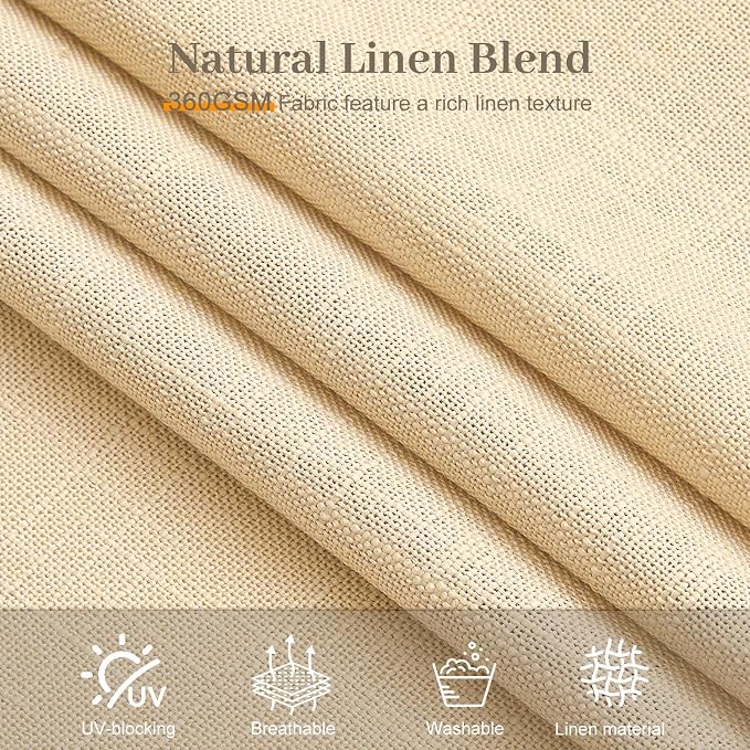IVAPUPU Sand Beige Pinch Pleated Curtains 102 Inch Long for Living Room, Extra Wide Semi Sheer Drapes Back Tab Hooks Rings Light Filtering Privacy Modern Linen Curtain for Bedroom, 1 Panel, W60xL102