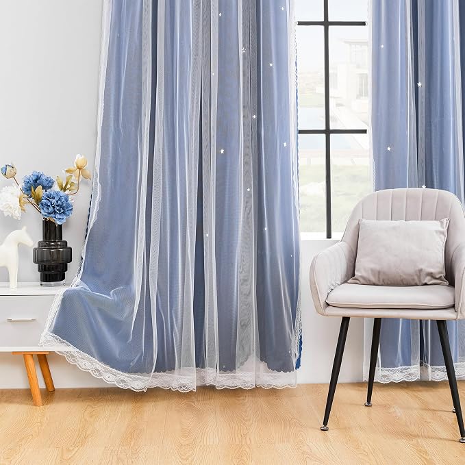 XiDi Blackout Curtains for Bedroom & Living Room, Double Layer, Unicorn Pattern, 63x52 in, 2 Panels