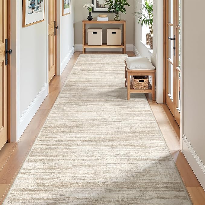 2'6 x 10' Runner Rug Non Slip,Washable Kitchen Rugs,Brown | 10 ft Runner Rug for Hallway,Entryway,Bedroom,Bathroom,Living Room,Thin,Soft, Long Rug,Stain Resistant Indoor Carpet