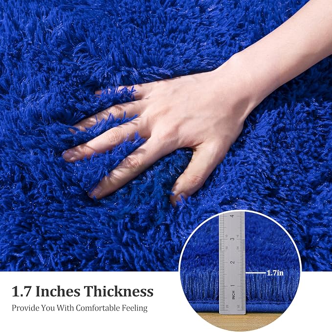 9x12 Large Area Rugs for Living Room, Blue Fluffy Shag Rug | Bedroom and Nursery, Soft and Comfy, Big Fuzzy Carpet for Kids, Girls Room Dorm Home Decor Aesthetic, Upgrade Non Slip
