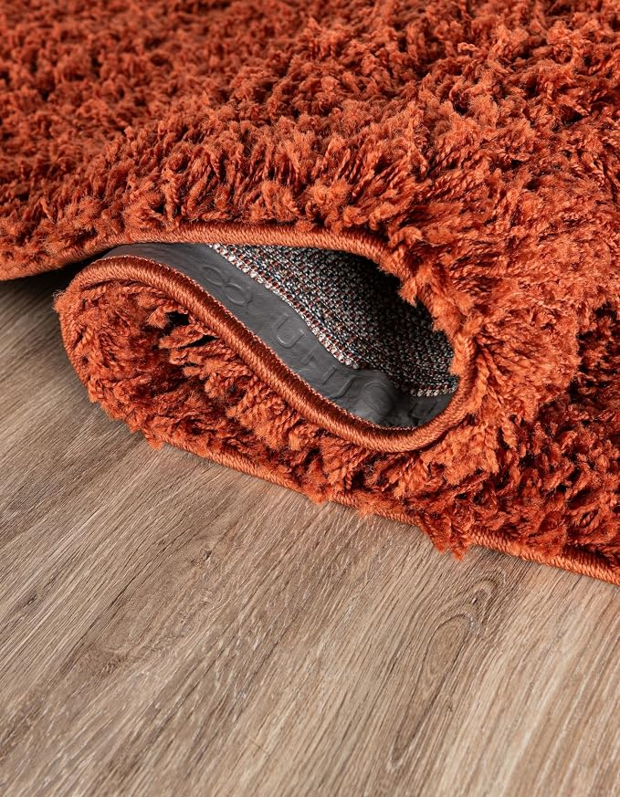 Unique Loom Solid Shag Collection Area Rug (3' 1" x 5' 3" Oval, Terracotta)