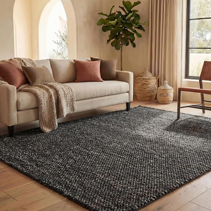 SAFAVIEH Natura Area Rug 6x8, Wool Knotted Black & Grey NAT425Z