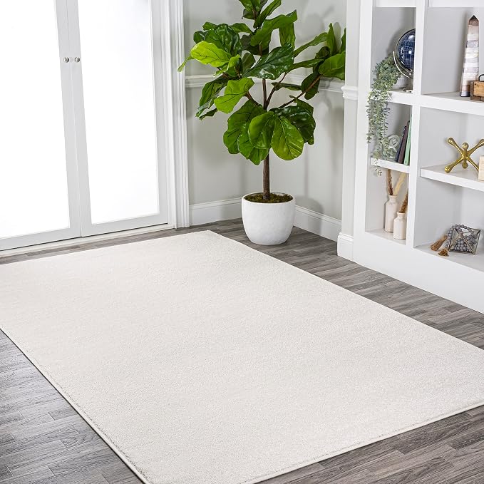 JONATHAN Y Haze Solid Low-Pile Cream Indoor Area Rug 10x14, Coastal,Bohemian,Minimalist,Classic, Easy-Cleaning for Living Room,Bedroom,Kitchen,Pet Friendly,Non-Shedding (SEU100T-14)