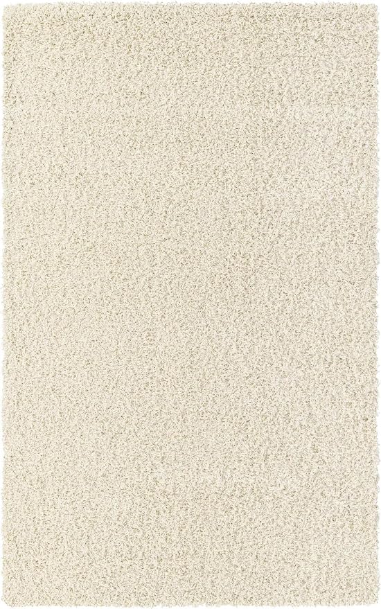 Unique Loom Solid Shag Collection Area Rug (5' 3" x 8' Rectangle Pure Ivory)