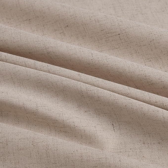 Aersas Sand Beige Pleated Linen Curtains 84 Inches Long 2 Panels Set for Living Room Bedroom Dining Pinch Pleat Back Tab Light Filtering Boho Farmhouse Window Curtain 84 Inch Length