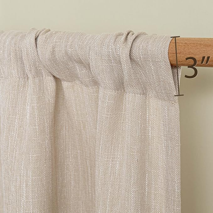 MYSKY HOME Oatmeal French Door Curtains for Door Window 72 Inch Length 2 Panels Semi Sheer Light Filtering Curtain for Bedroom Window Glass Rod Pocket for Kitchen Dining Room, Taupe, 26" Wide