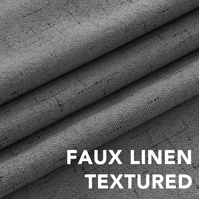 H.VERSAILTEX Primitive Linen Curtains 100% Blackout Curtain Drapes Burlap Fabric Curtains with White Thermal Insulated Liner, Grommet Top Drapes Living Room/Bedroom (2 Panels, 42 x 54 Inch, Grey)