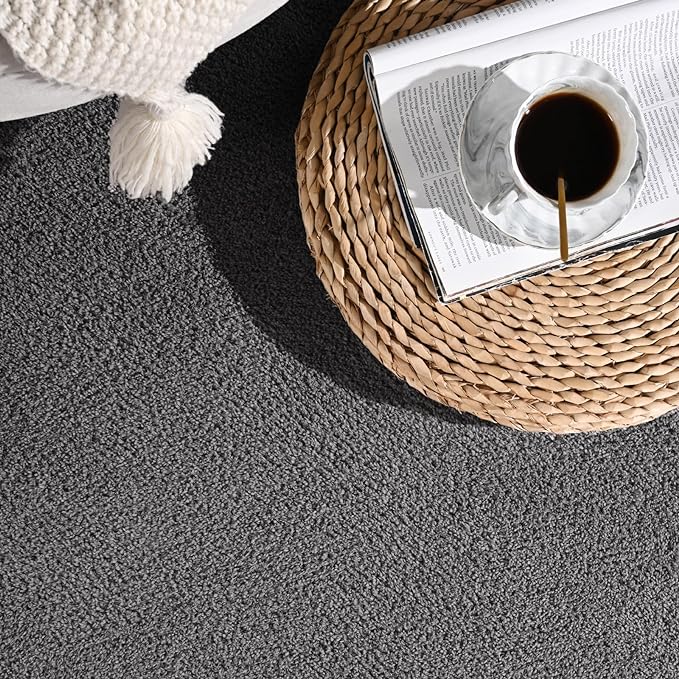 Gifeas Ultra Soft Modern Runner Rugs for Living Room Bedroom, 2x6 Feet Dark Grey Thickened Memory Foam Indoor Solid Minimalist Carpets, Non-Slip Comfy Area Rug for Boys Girls Nursery Room Home Decor
