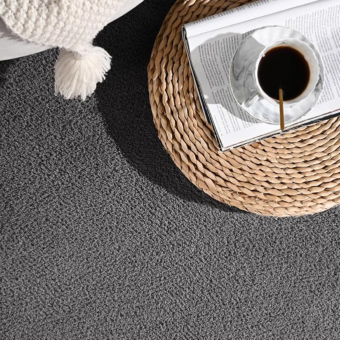 Gifeas Ultra Soft Round Area Rugs for Living Room Bedroom, 4x4 Feet Dark Grey Thickened Memory Foam Modern Indoor Circle Carpets, Non-Slip Comfy Circular Rug for Boys Girls Nursery Room Home Decor